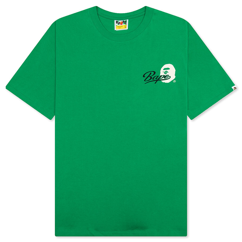 A BATHING APE Cursive College Logo Relaxed Fit Tee - Green