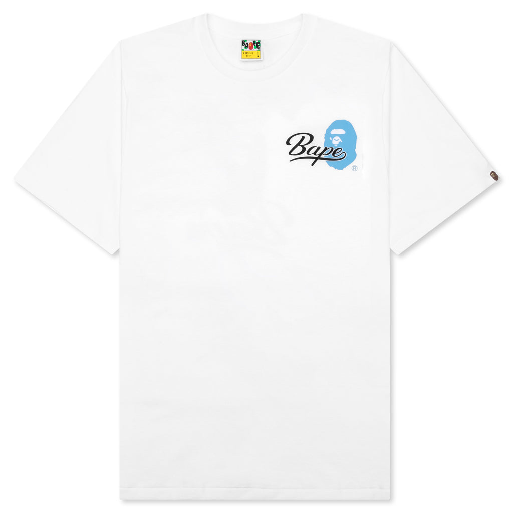 A BATHING APE Cursive College Logo Relaxed Fit Tee - White