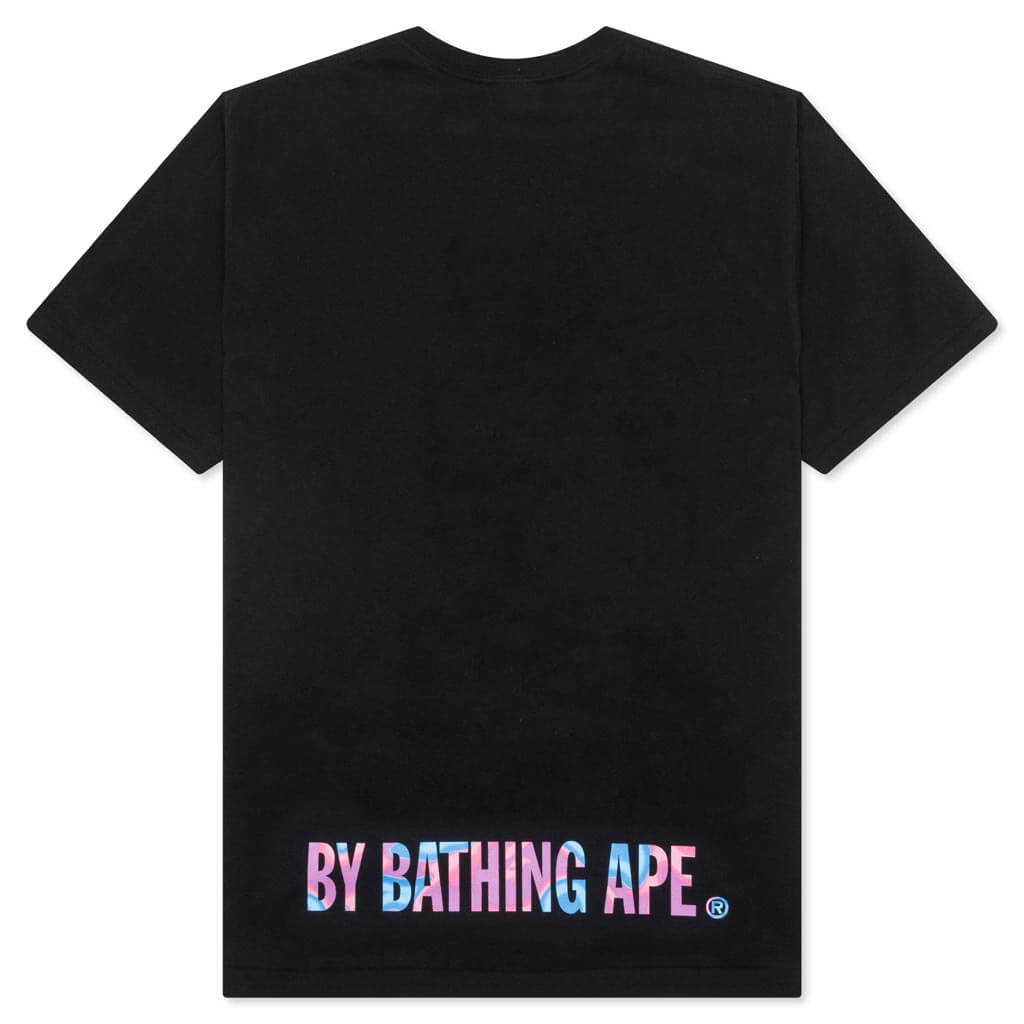 A BATHING APE Liquid Camo Ape Face Sta Tee - Black/Pink