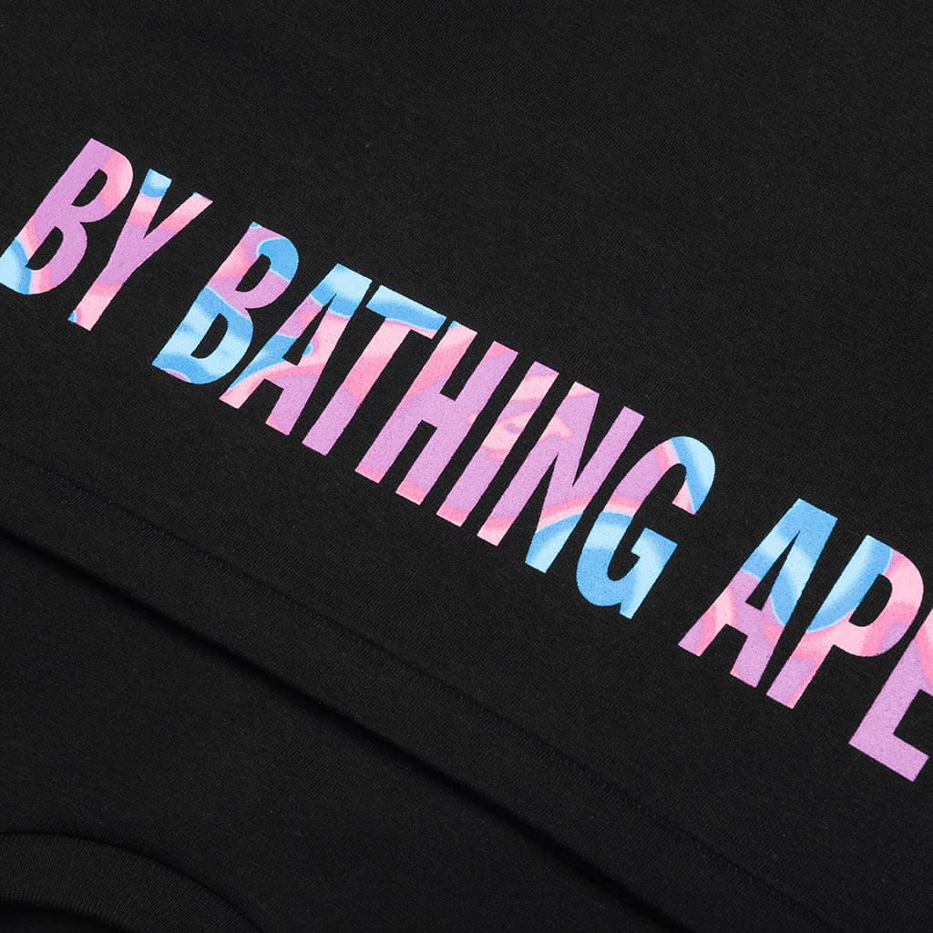 A BATHING APE Liquid Camo Ape Face Sta Tee - Black/Pink