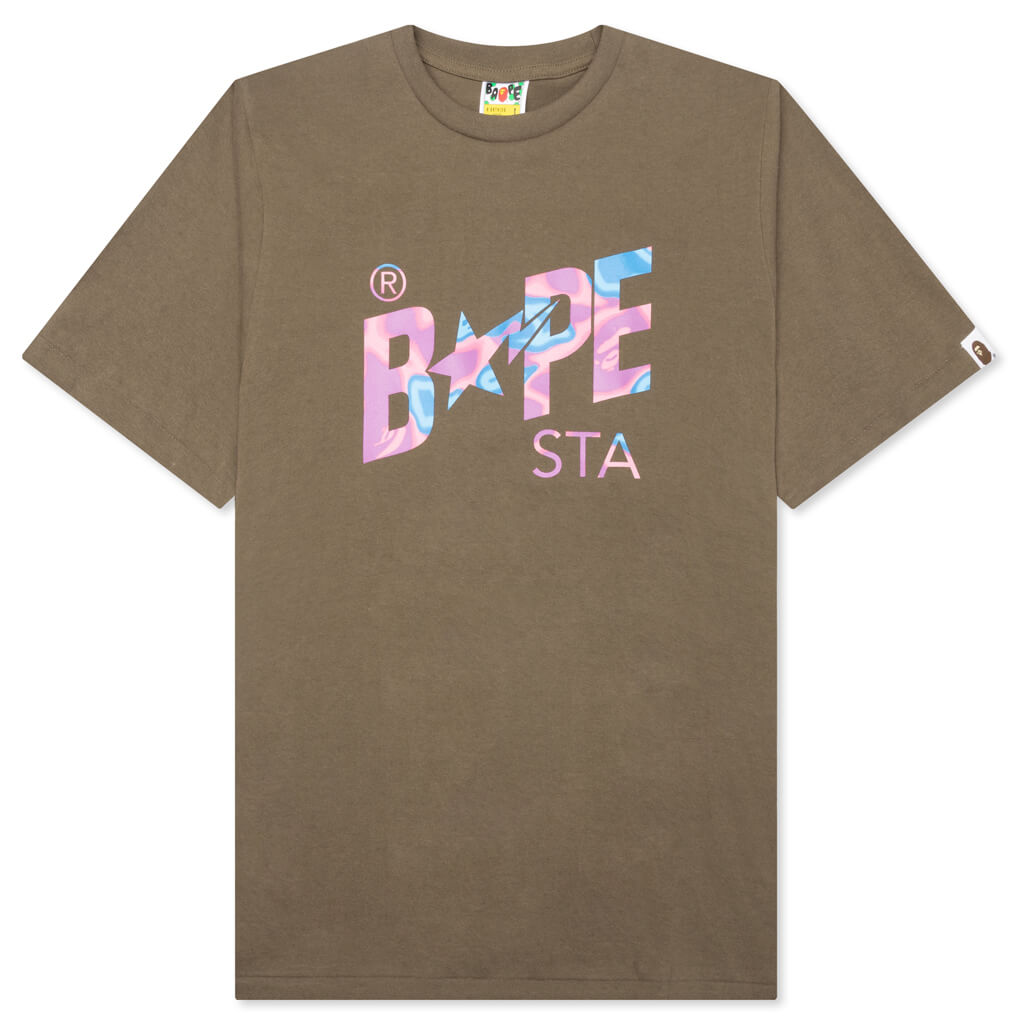 A BATHING APE Liquid Camo Bape Sta Logo Tee - Brown