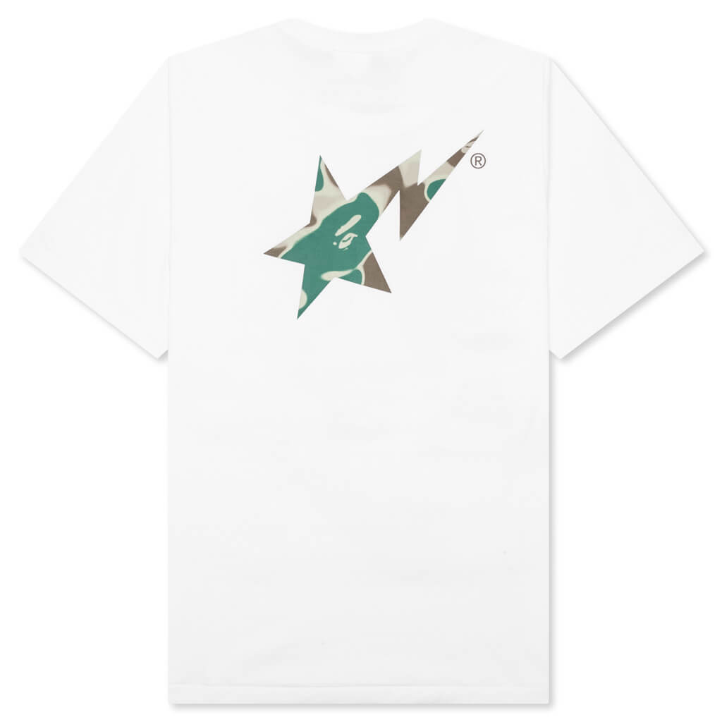 A BATHING APE Liquid Camo Bape Sta Logo Tee - White