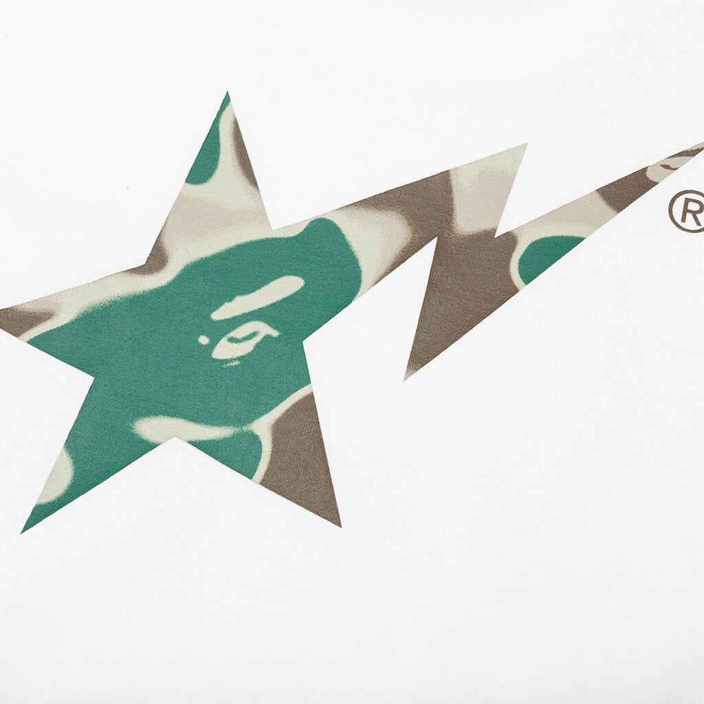 A BATHING APE Liquid Camo Bape Sta Logo Tee - White