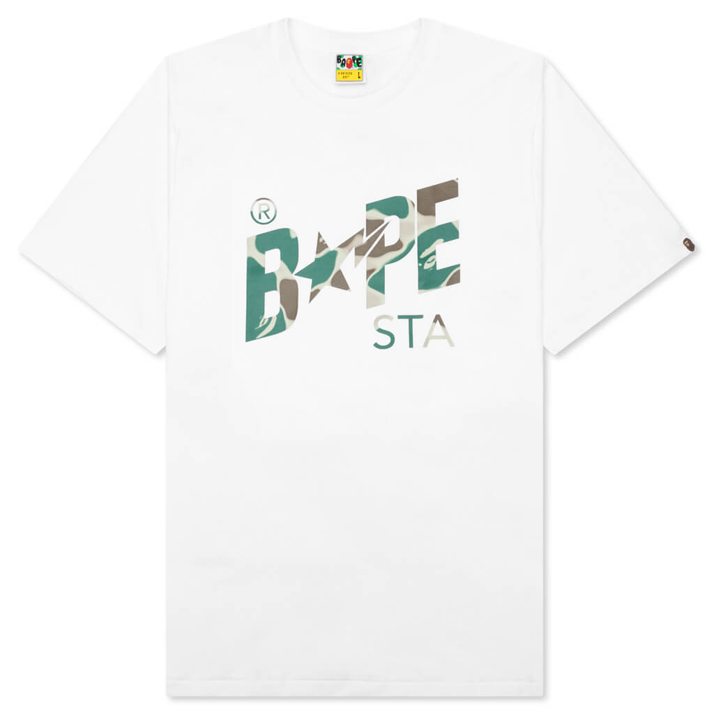 A BATHING APE Liquid Camo Bape Sta Logo Tee - White