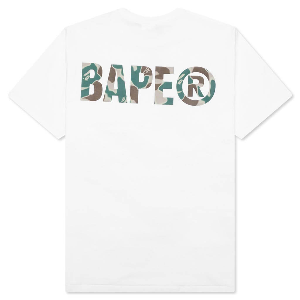 A BATHING APE Liquid Camo Small Ape Face Tee - White
