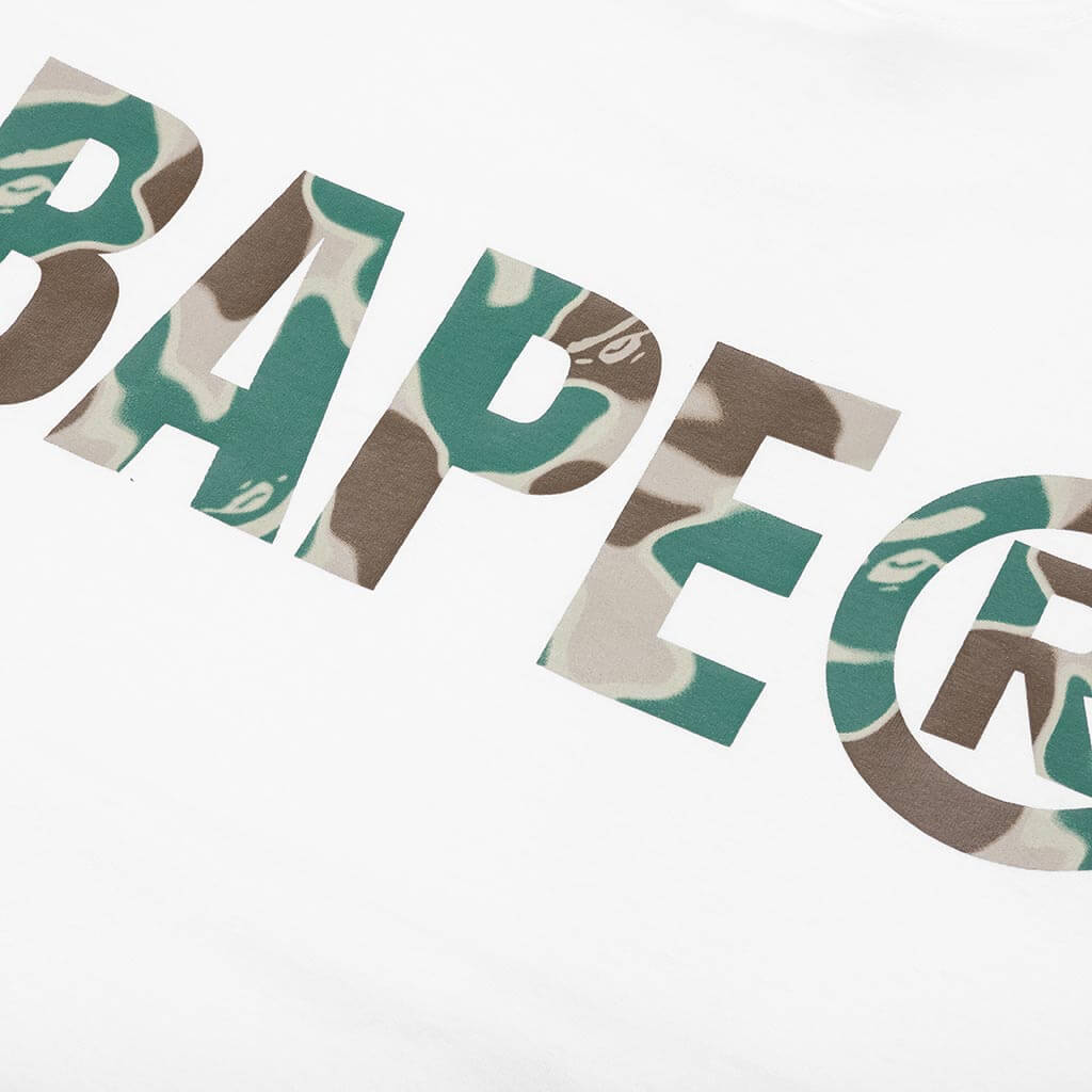 A BATHING APE Liquid Camo Small Ape Face Tee - White