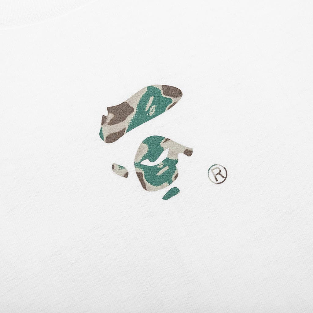 A BATHING APE Liquid Camo Small Ape Face Tee - White