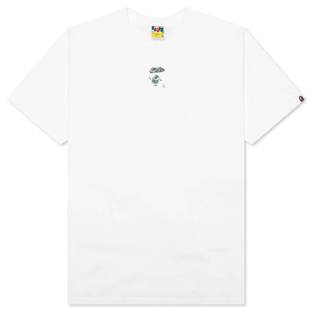 A BATHING APE Liquid Camo Small Ape Face Tee - White
