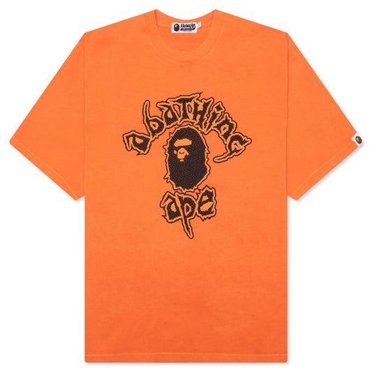 A BATHING APE Mad College Garment Dyed Relaxed Fit Tee - Orange