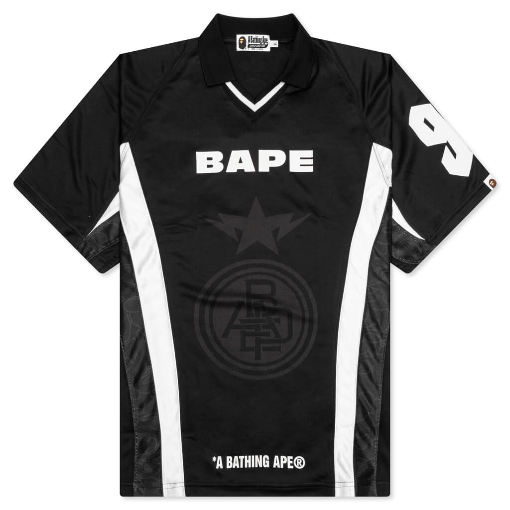 A BATHING APE Multi Logo Relaxed Fit Soccer Jersey - Black