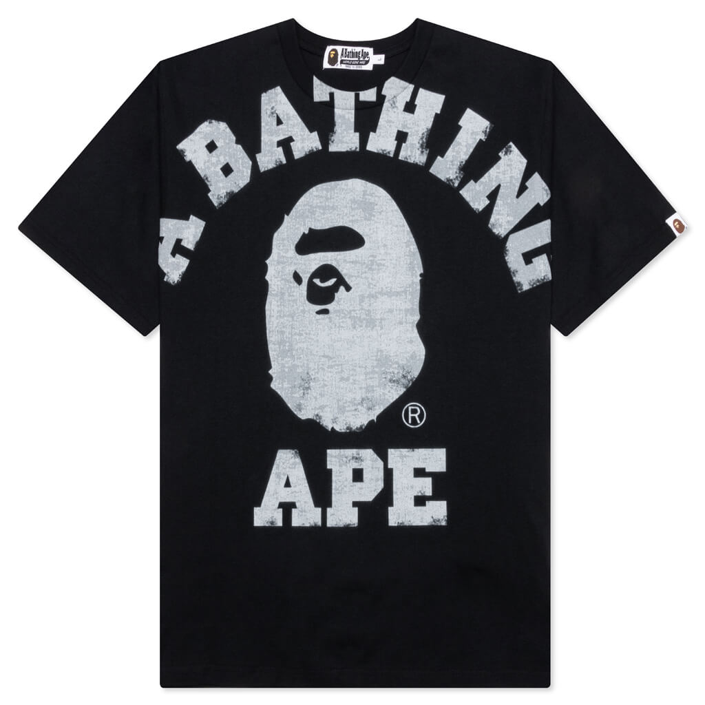 A BATHING APE Overprinted College Tee - Black