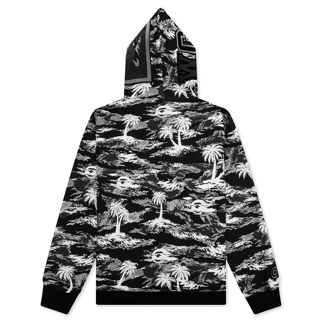 A BATHING APE Palm Tree Camo Relaxed Fit Shark Full Zip Hoodie - Black