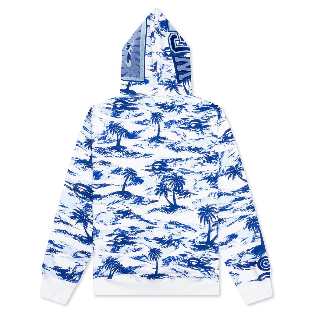 A BATHING APE Palm Tree Camo Relaxed Fit Shark Full Zip Hoodie - Blue