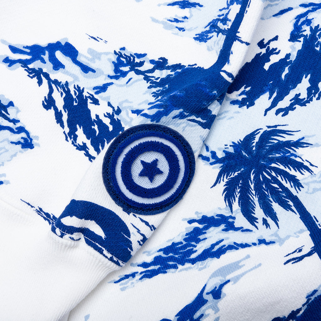 A BATHING APE Palm Tree Camo Relaxed Fit Shark Full Zip Hoodie - Blue