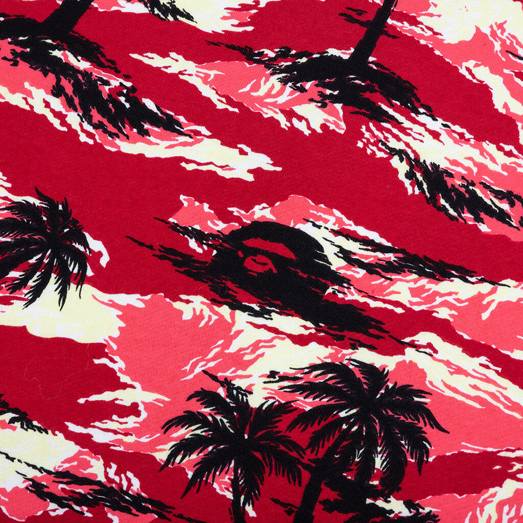 A BATHING APE Palm Tree Camo Relaxed Fit Shark Full Zip Hoodie - Red