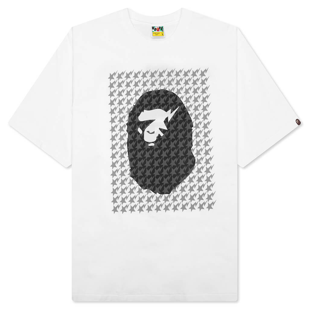 A BATHING APE STA Houndstooth Ape Head Tee - White/Black