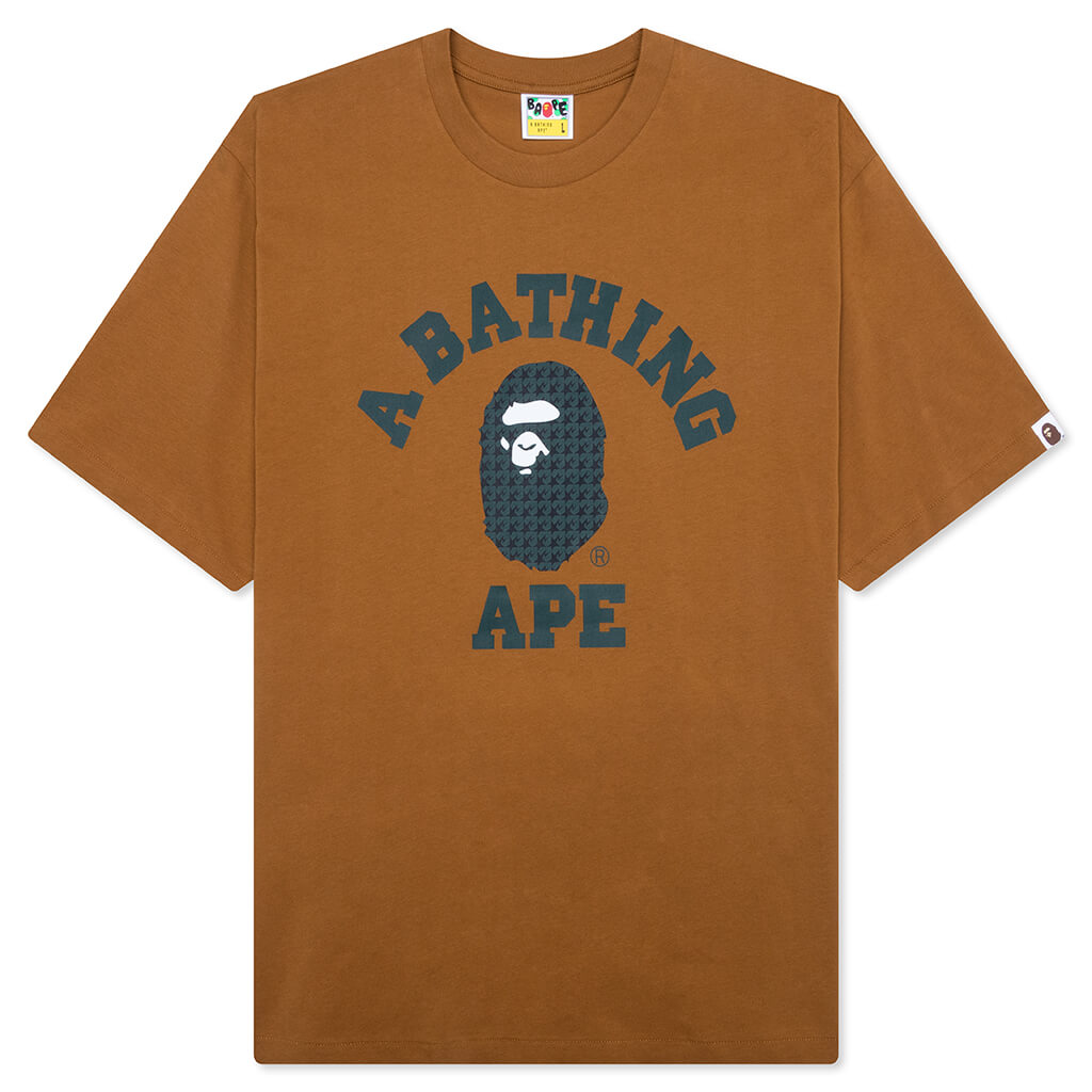 A BATHING APE STA Houndstooth College Relaxed Fit Tee - Brown