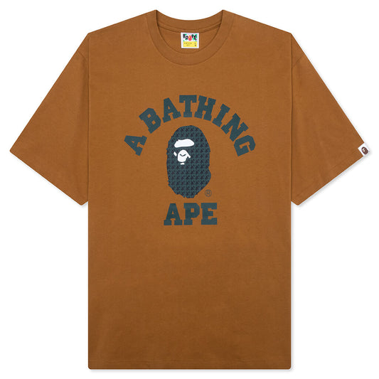 A BATHING APE STA Houndstooth College Relaxed Fit Tee - Brown