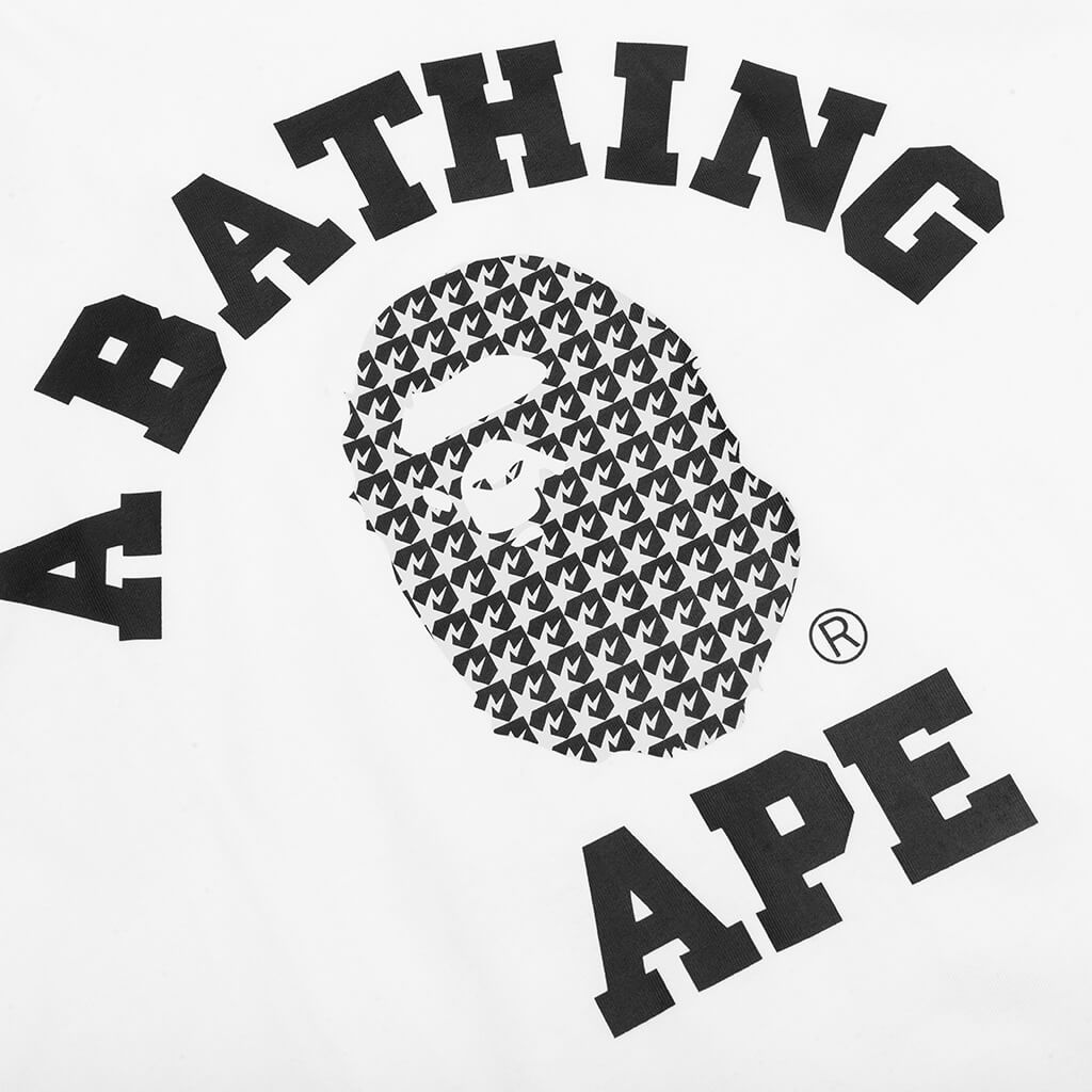 A BATHING APE STA Houndstooth College Relaxed Fit Tee - White
