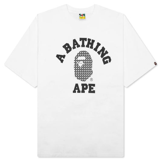 A BATHING APE STA Houndstooth College Relaxed Fit Tee - White