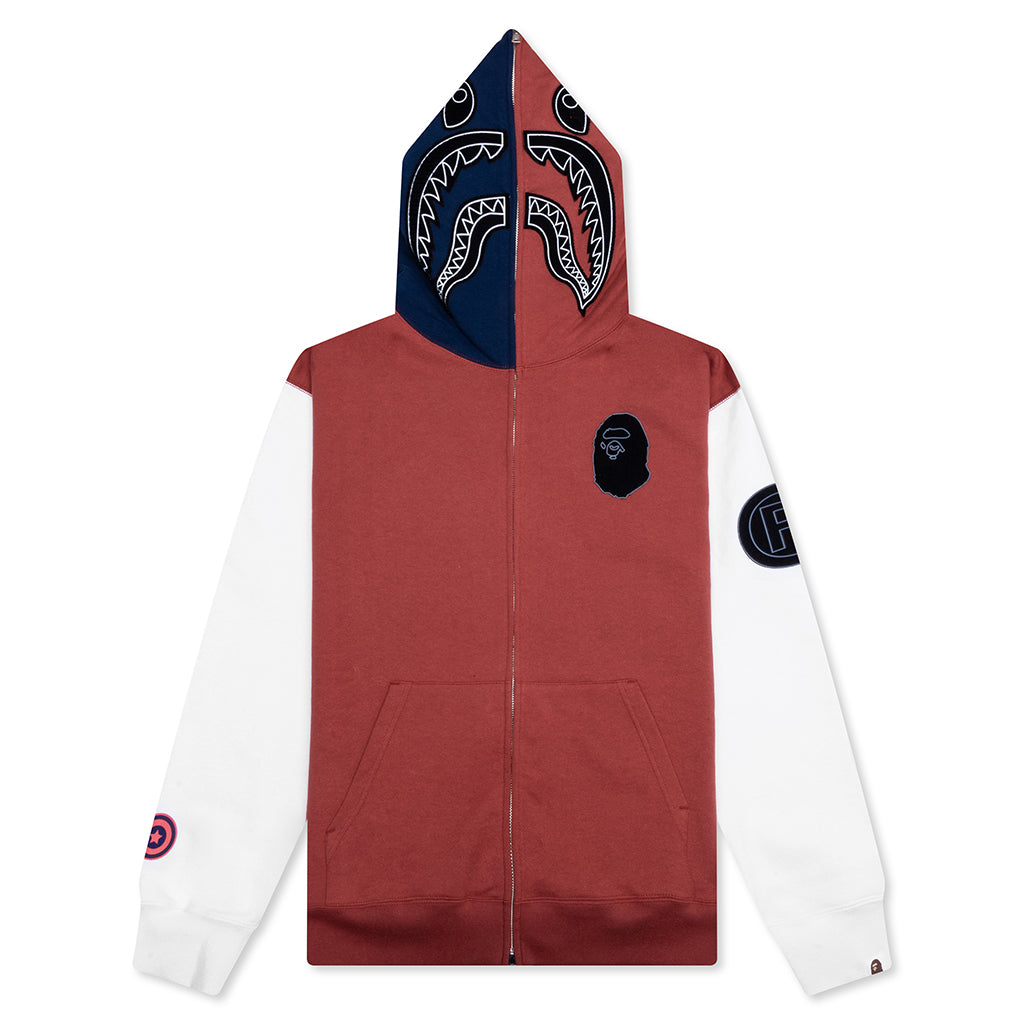 A BATHING APE Shark Full Zip Hoodie France - Burgundy
