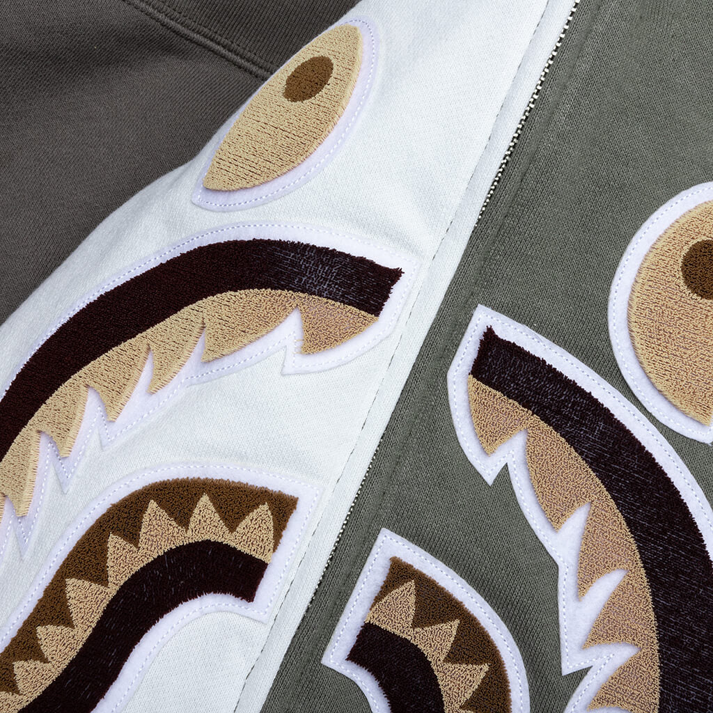 A BATHING APE Shark Full Zip Hoodie #2 - Olive Drab