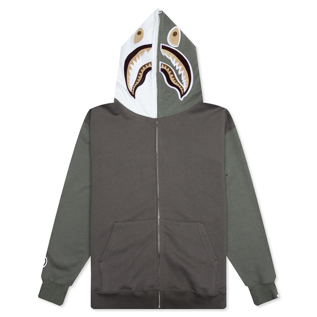 A BATHING APE Shark Full Zip Hoodie #2 - Olive Drab