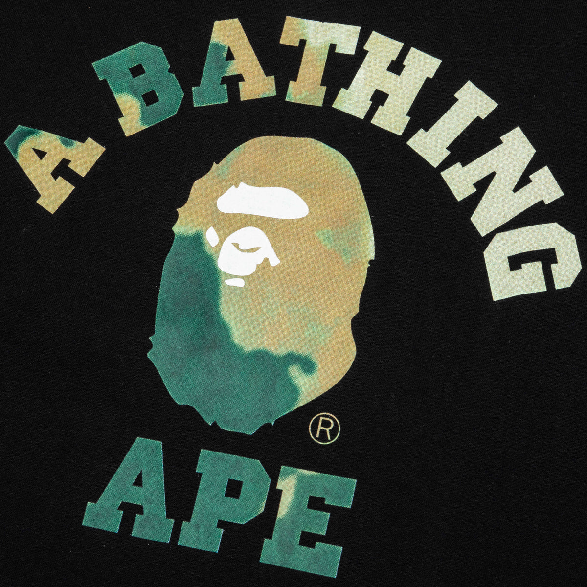 A BATHING APE Tie Dye College Tee - Black/Beige