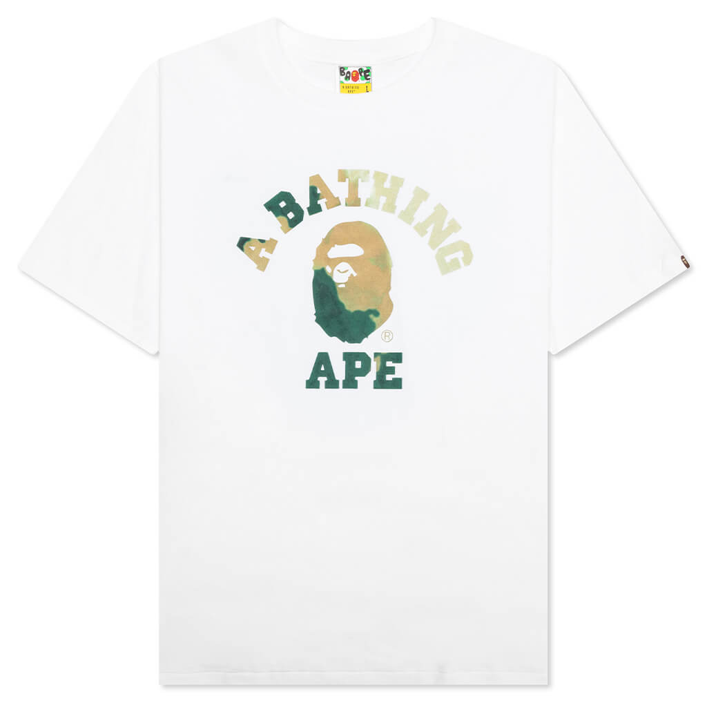 A BATHING APE Tie Dye College Tee - White/Beige