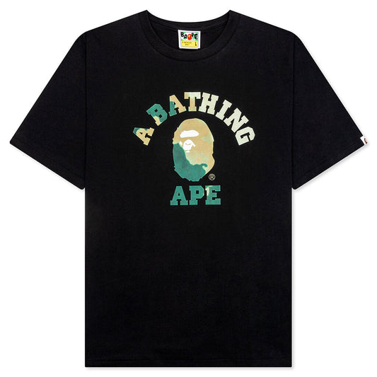 A BATHING APE Tie Dye College Tee - Black/Beige
