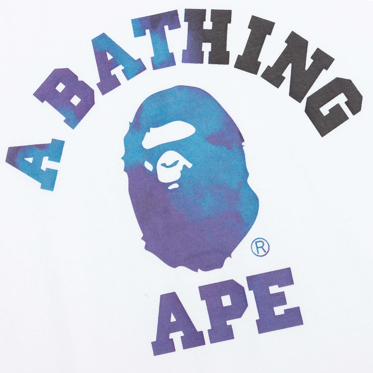 A BATHING APE Tie Dye College Tee - White/Black