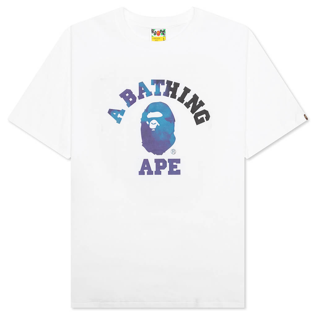 A BATHING APE Tie Dye College Tee - White/Black