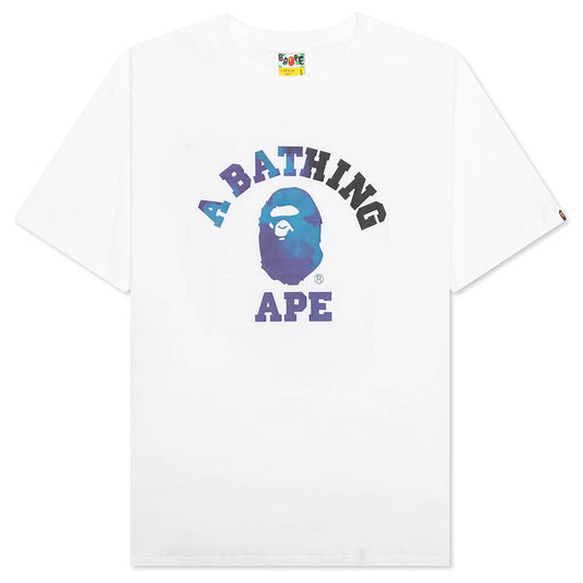 A BATHING APE Tie Dye College Tee - White/Black
