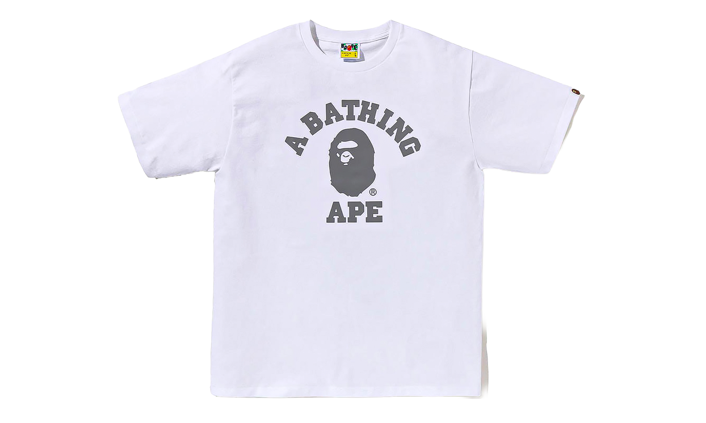 BAPE Reflective On College SS Tee White 0ZXTEM00710XQ WHX