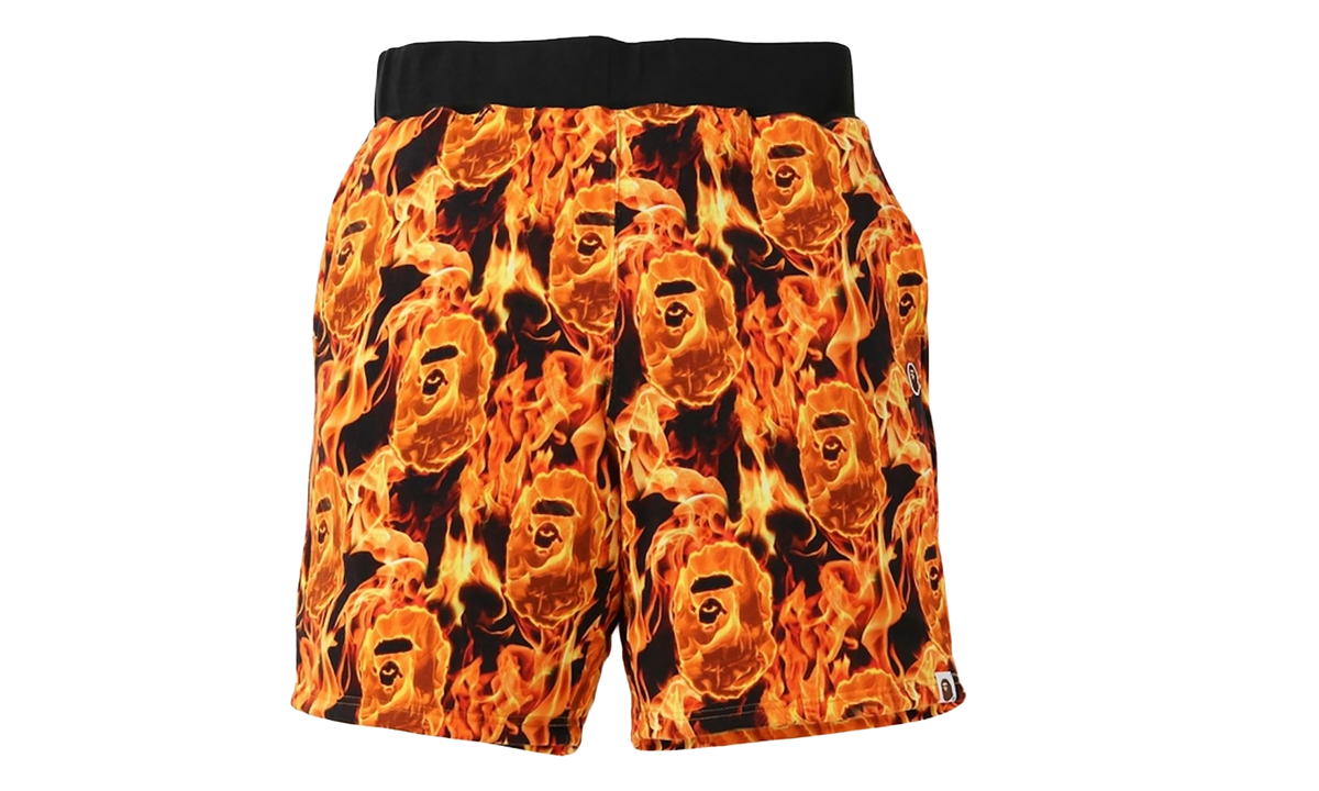 BAPE Flame Wide Sweat Shorts Orange 1G30 153 014 ORANGE