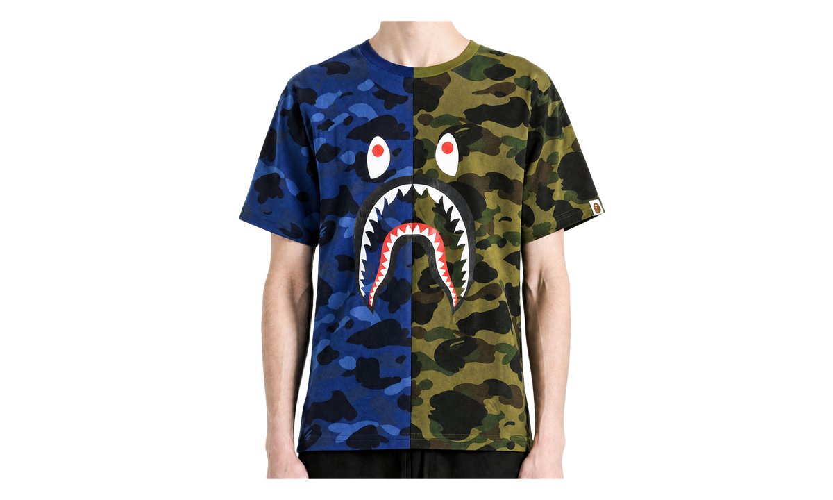 BAPE Split Camo Shark Tee Navy 1M30109009 NVY