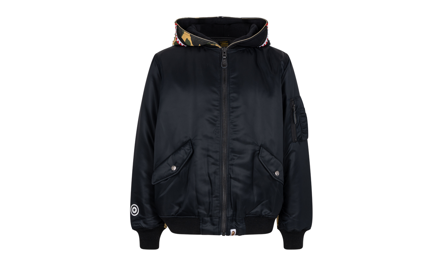 BAPE Shark Hoodie MA-1 Black Camo JK M141002 C