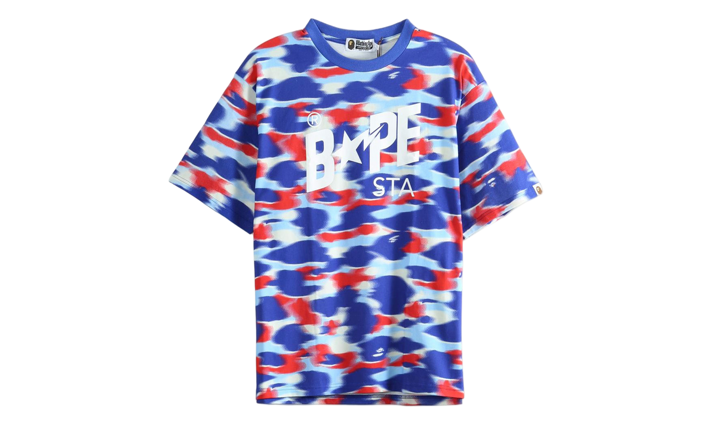 BAPE Screen Camo Sta Logo Relaxed Fit Tee Blue 1M30109304 BLU