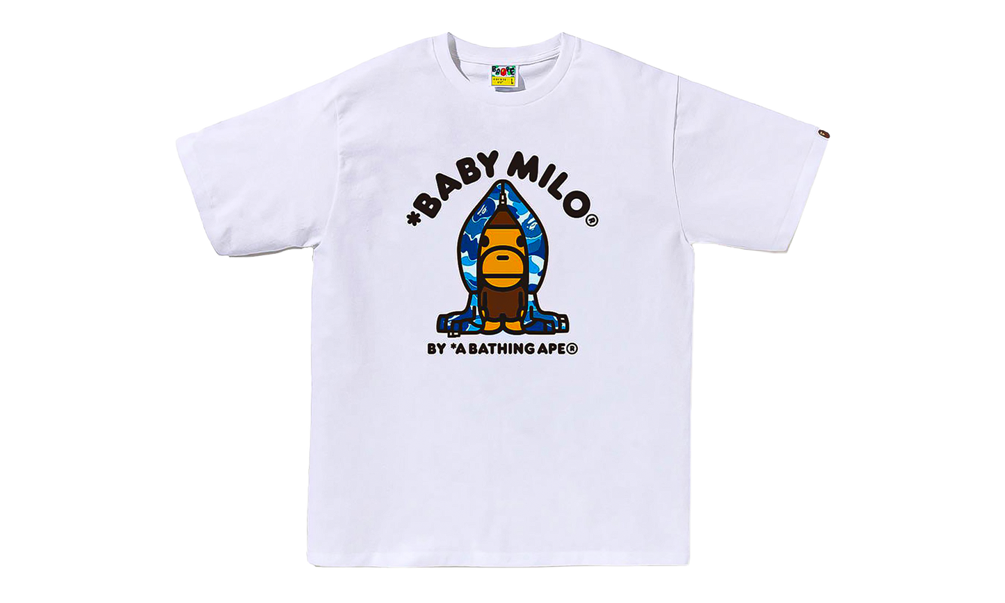 BAPE ABC Camo Milo Hoodie SS Tee White/Blue Camo 0ZXTEMX00510Q WHK