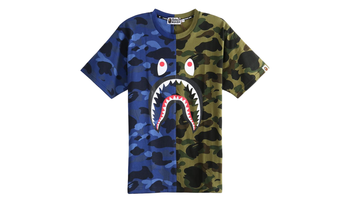 BAPE Split Camo Shark Tee Navy 1M30109009 NVY