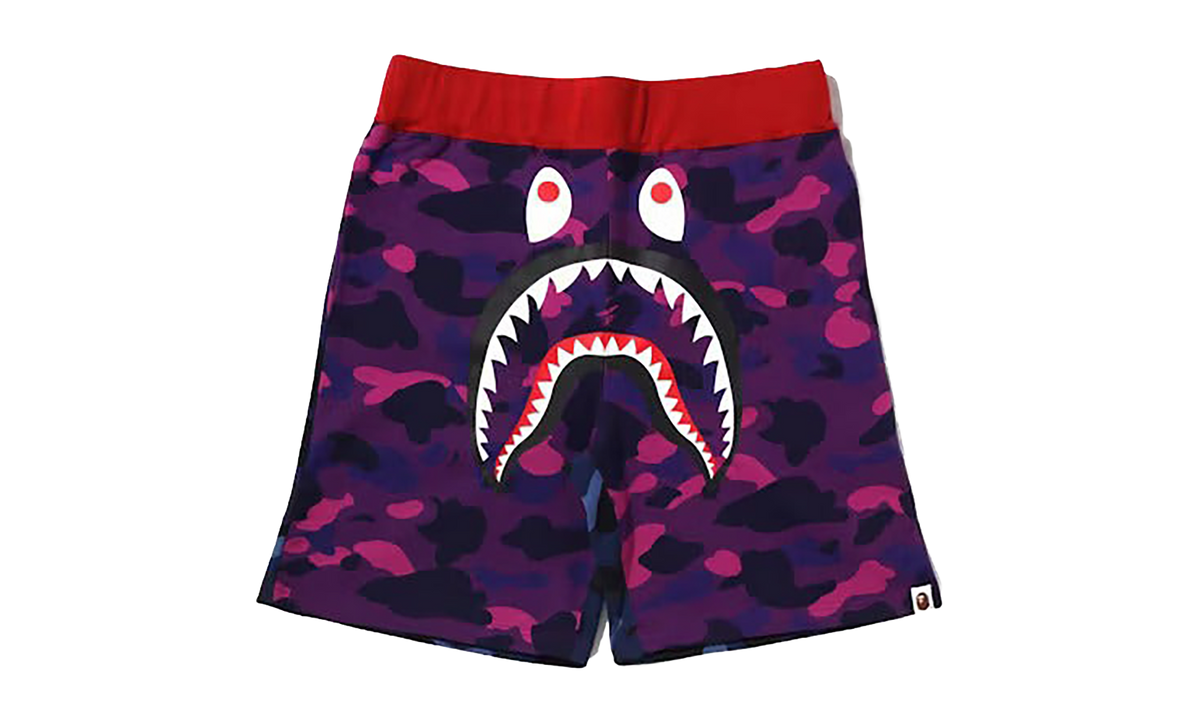 BAPE Crazy Camo Shark Sweat Shorts Purple 1I20 153 003 PURPLE