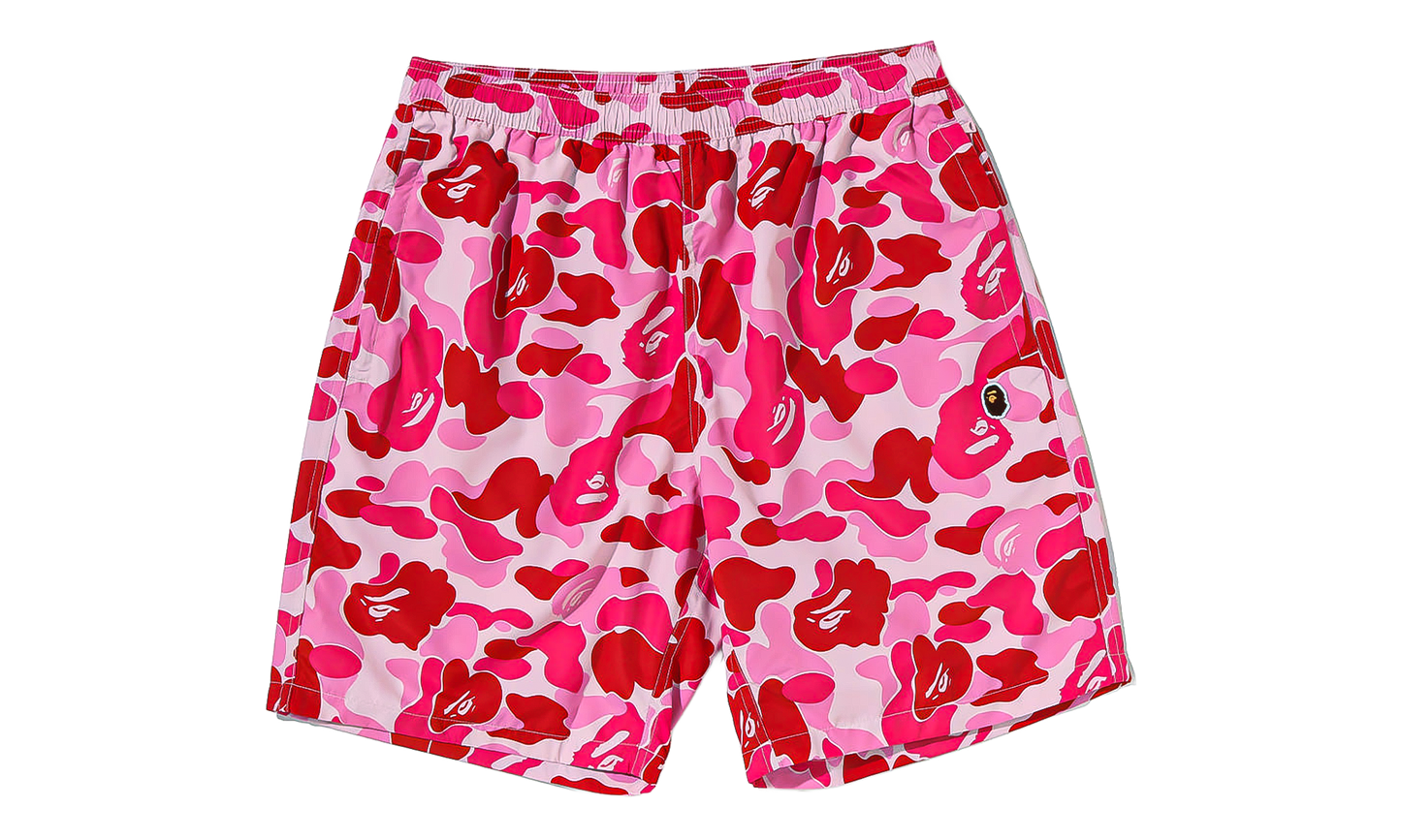 BAPE ABC Camo Ape Head One Point Beach Short Pink 0ZXSPM008531Q PKX