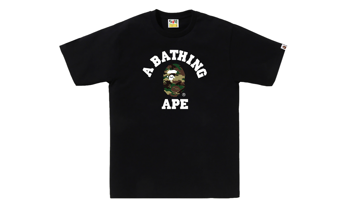 BAPE Glitch Woodland Camo College Tee Black / Green Camo 0ZXTEM031101Q BKM