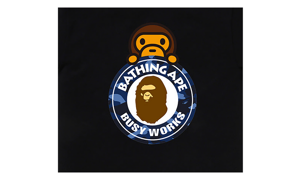 BAPE Camo Color Milo on Busy Works Tee Black/Blue Camo 0ZXTEMX00710Q BKC