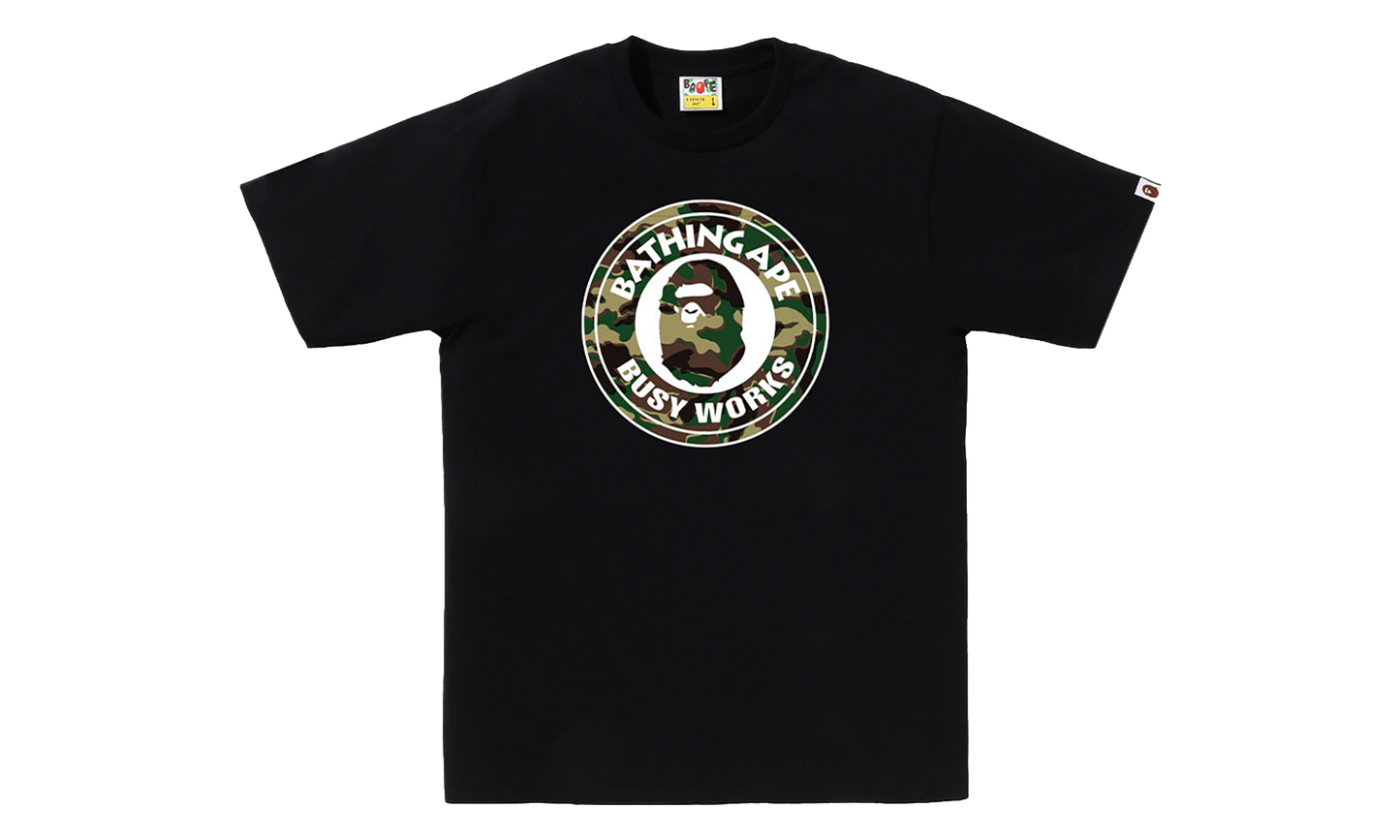 BAPE Glitch Woodland Camo Busy Works Tee Black 0ZXTEM032101Q BKX