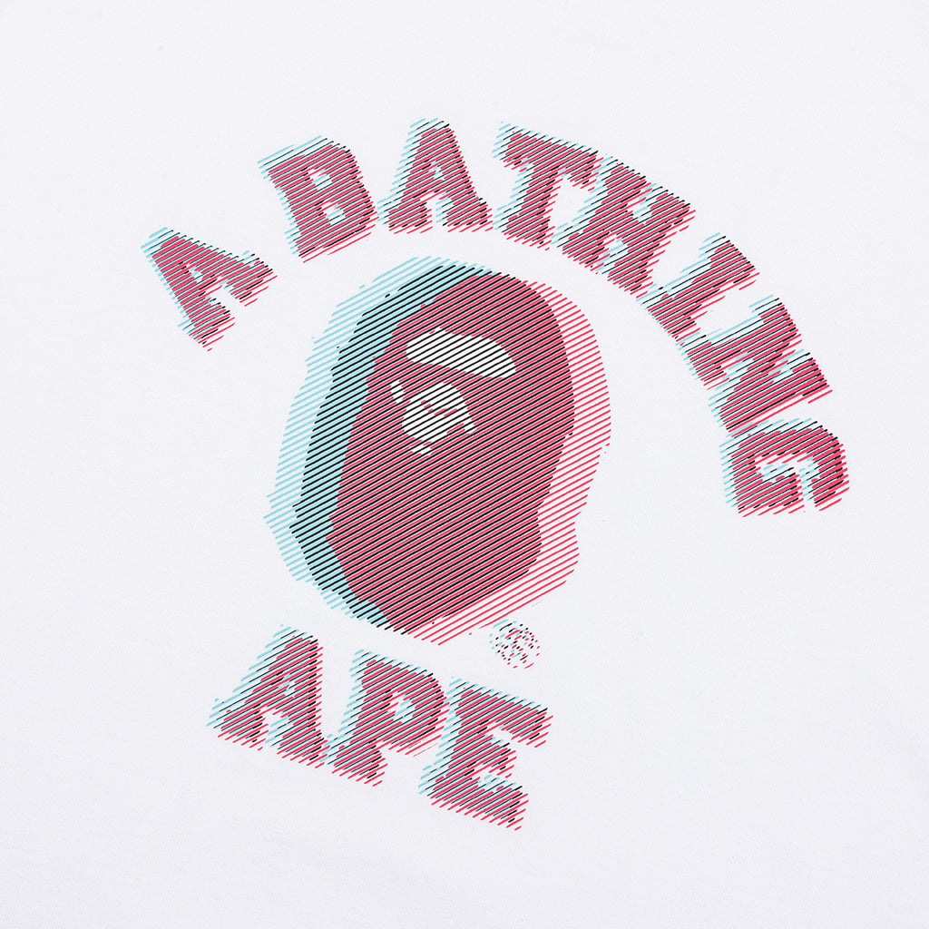 A BATHING APE Glitch Art College College Tee - White