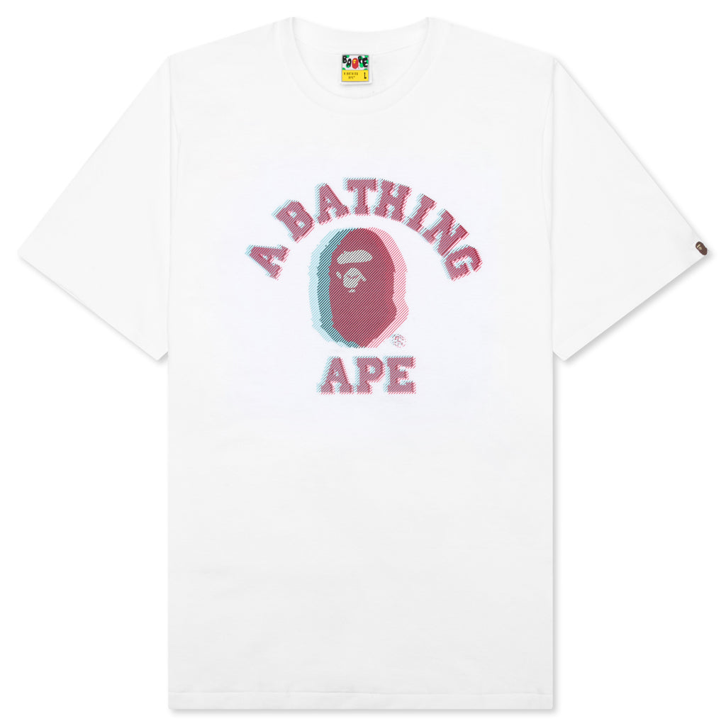 A BATHING APE Glitch Art College College Tee - White