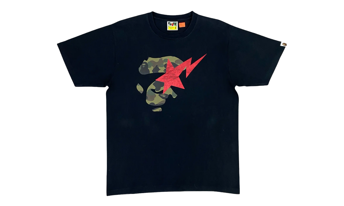 BAPE 1st Camo Ape Face Sta Tee Black Green 1I30 110 011 BLACK GREEN