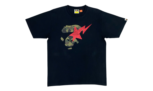 BAPE 1st Camo Ape Face Sta Tee Black Green 1I30 110 011 BLACK GREEN