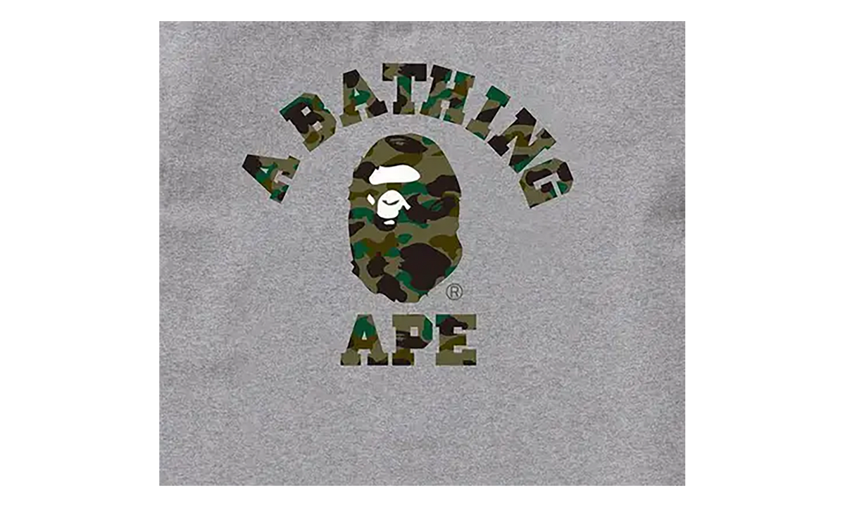 BAPE 1st Camo College Tee Grey / Green 1K30 110 008 GREY GREEN